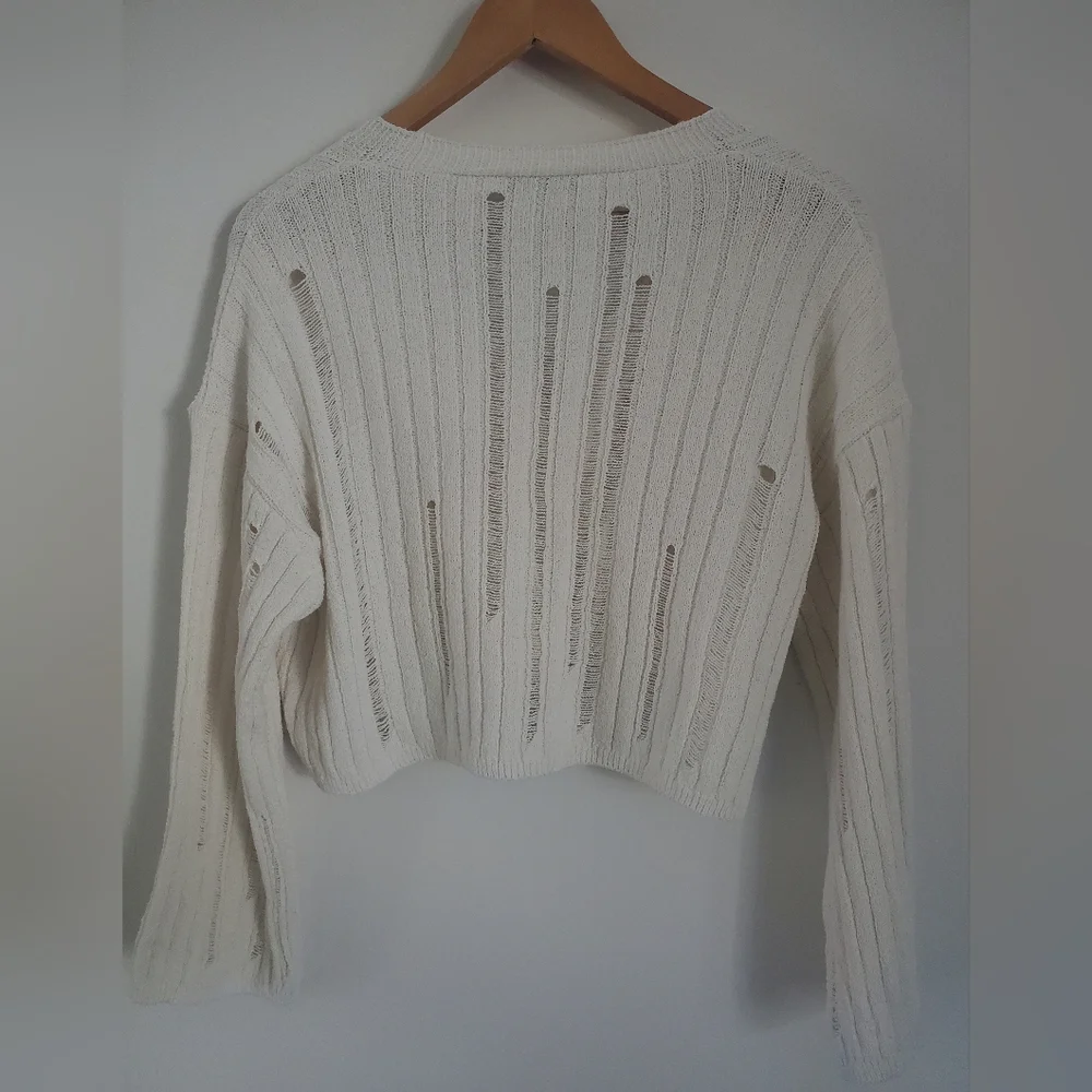 3 for $20 Zara Open Knit Distressed Cardigan - Picture 3 of 8